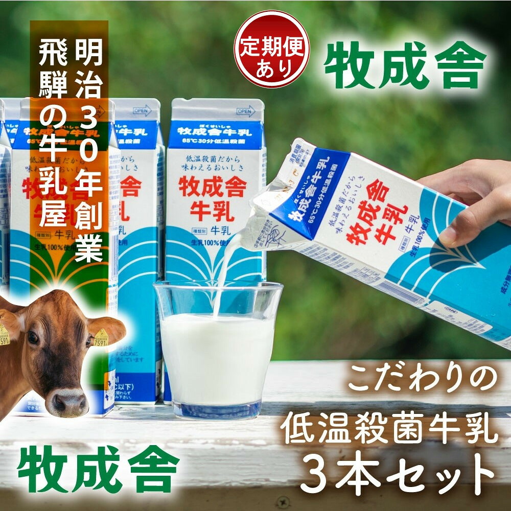 【ふるさと納税】牧成舎の生乳100%使用牛乳1000ml×3本セット 単品配送 5000円/ 定期便全3~12回 (毎月発送)| DF043MP|岐阜県高山市