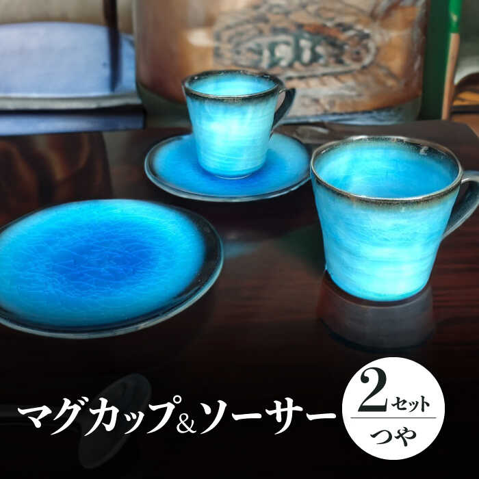 【ふるさと納税】【美濃焼】 マグカップ ソーサー セット 各2 計4点 （つや有） 【東山窯】 [TDU007]