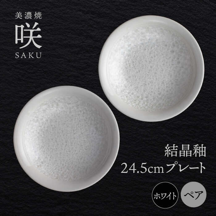 【ふるさと納税】【美濃焼】 24.5cm プレート ホワイト ペア 「咲」 【多治見トレーディング/隠れ窯】 食器 皿 シック[TEG008]｜岐阜県多治見市 22,400円