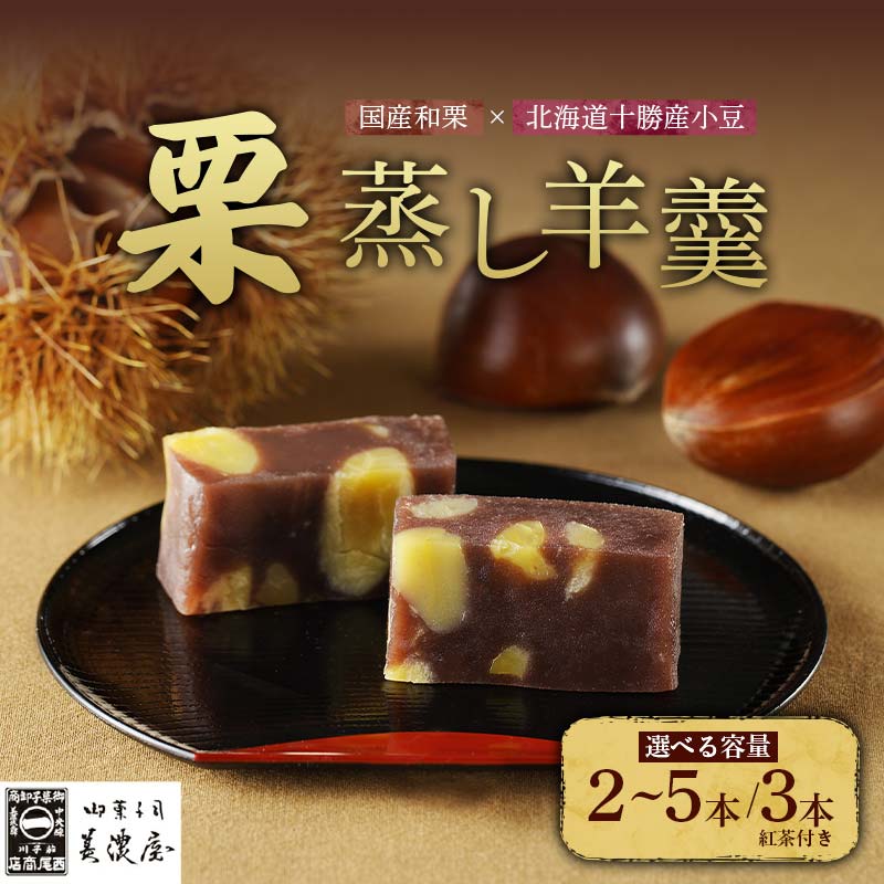 【ふるさと納税】＼選べる容量／【中津川銘菓】【栗の銘菓】御菓子司美濃屋 栗蒸し羊羹 2～5本 or 3本紅茶付き 栗羊羹 くりようかん くりむしようかん 栗蒸羊羹 羊かん 国産 栗 和栗 人気 和菓子 栗菓子 ギフト プレゼント 手土産 お取り寄せ グルメ みのや F4N-1936var｜岐阜県中津川市