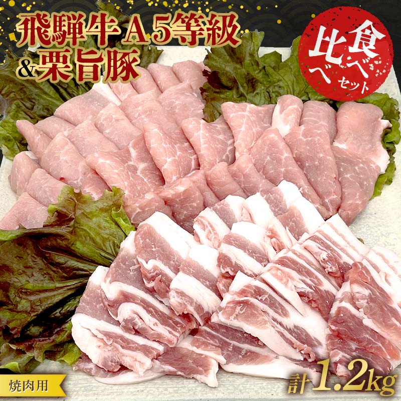 【ふるさと納税】【数量限定！チルド(冷蔵)発送！】「飛騨牛Ａ5等級」＆「栗旨豚」 食べ比べセット 合計1.2kg 焼肉用 ふるさと納税 飛騨牛 栗旨豚 食べ比べ 焼肉 BBQ 数量限定 ブランド牛 ブランド豚 セット 東美濃農業協同組合 F4N-1806｜岐阜県中津川市