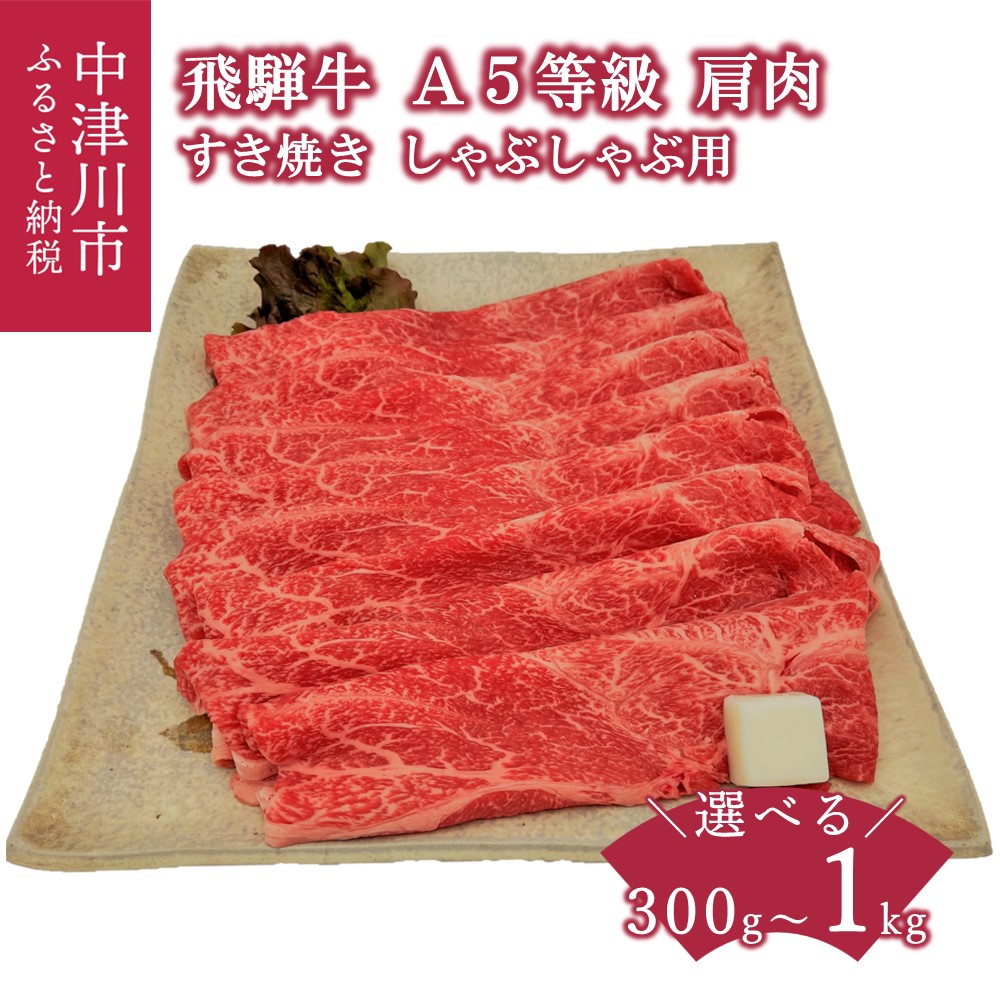 【ふるさと納税】【数量限定 チルド 冷蔵 発送】飛騨牛 A5 等級 肩肉 すき焼き しゃぶしゃぶ 用 量が選べる ( 300g 500g 1kg ) 薄切り 牛肉 和牛 国産 お取り寄せグルメ 送料無料 F4N-1227var｜岐阜県中津川市 31,200円