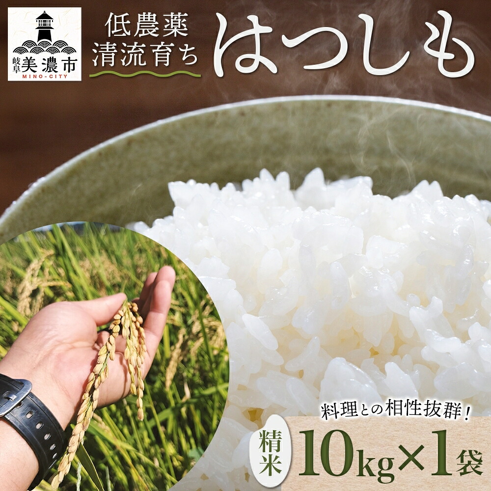 【ふるさと納税】＜先行予約＞令和8年産 はつしも 精米 10kg&times;1袋 低農薬 清流育ち 新米 お米 白米 米 ごはん 米 ご飯 ハツシモ R8年産 あっさり ふっくら ブランド米 大粒 幻の米 お取り寄せ 産地直送 送料無料 美濃グリーン 岐阜県 美濃市　お届け：2026/12/15から順次出荷｜岐阜県美濃市