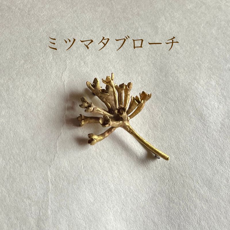 【ふるさと納税】ブローチ ミツマタブローチ（brass）/　YUKIKOMATSUI ミツマタ 植物 真鍮 アンティーク ファッション 手作業 美濃市 岐阜県｜岐阜県美濃市