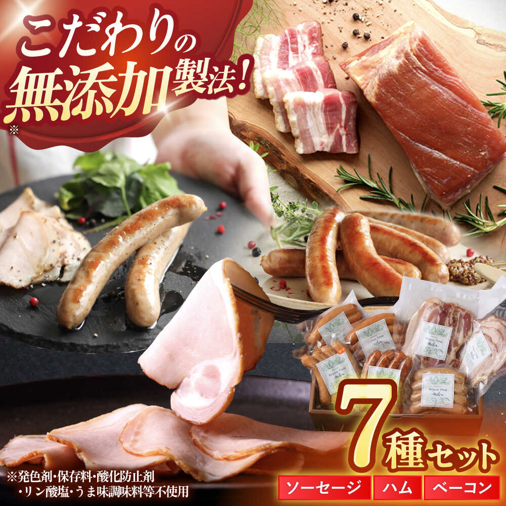 【ふるさと納税】中山道ハム ソーセージ ハム ベーコン 7種 小分け 冷凍 瑞浪市 / オーガニックフーズ お取り寄せ 小分け 手作り 無塩せき 発色剤 保存料 無添加[AZAK003]