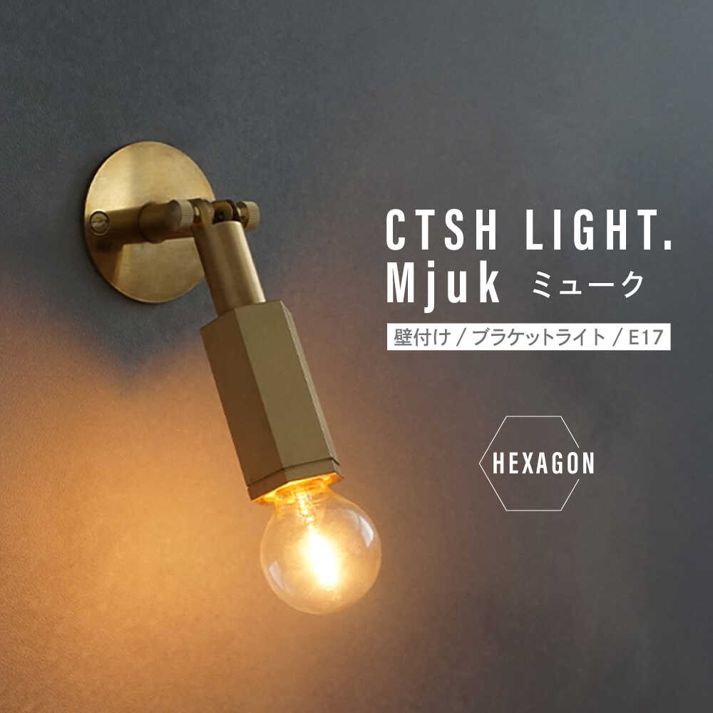【ふるさと納税】CTSH LIGHT. Mjuk ミューク ＜HEXAGON E17＞ 壁付け ブラケットライト 瑞浪市 / ジオニック 照明器具 ソケット 真鍮 ゴールド[AZBQ132]