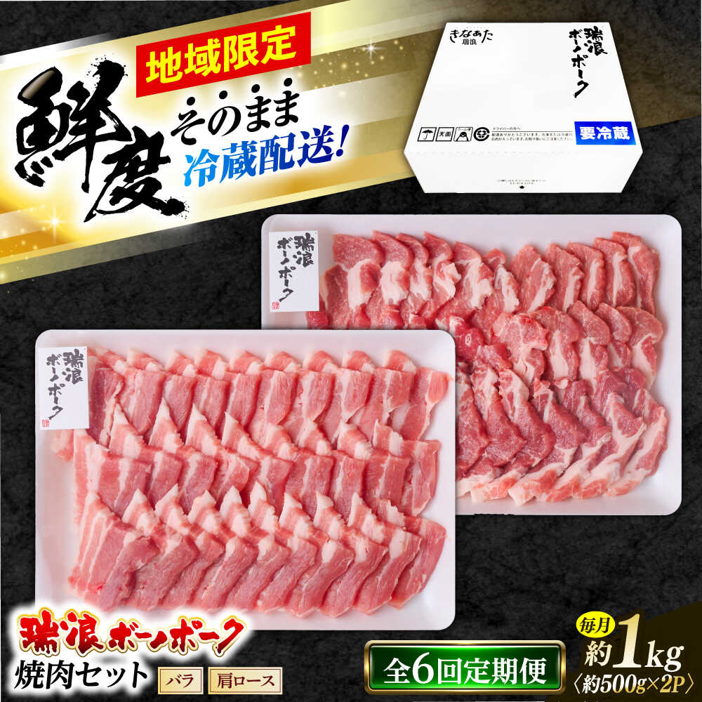 【ふるさと納税】【6回定期便】※冷蔵配送/地域限定※ 岐阜県産 豚 瑞浪ボーノポーク 焼肉セット 1kg (バラ・肩ロース) 瑞浪市 / きなぁた瑞浪[AZCI048] 44,850円