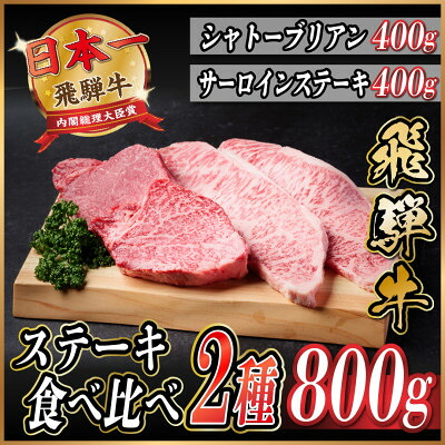 【ふるさと納税】飛騨牛　ステーキ2種食べ比べセット　計800g【冷蔵便】A4～A5等級　黒毛和牛　シャトーブリアン他【配送不可地域：離島】【1530608】