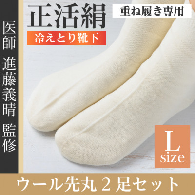 【ふるさと納税】正活絹 冷えとり靴下 ウール先丸 2足セット(Lサイズ)【1583830】｜岐阜県羽島市