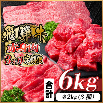 【ふるさと納税】【毎月定期便】飛騨牛 赤身肉定期便 計6kg全3回【配送不可地域：離島】【4060299】｜岐阜県羽島市