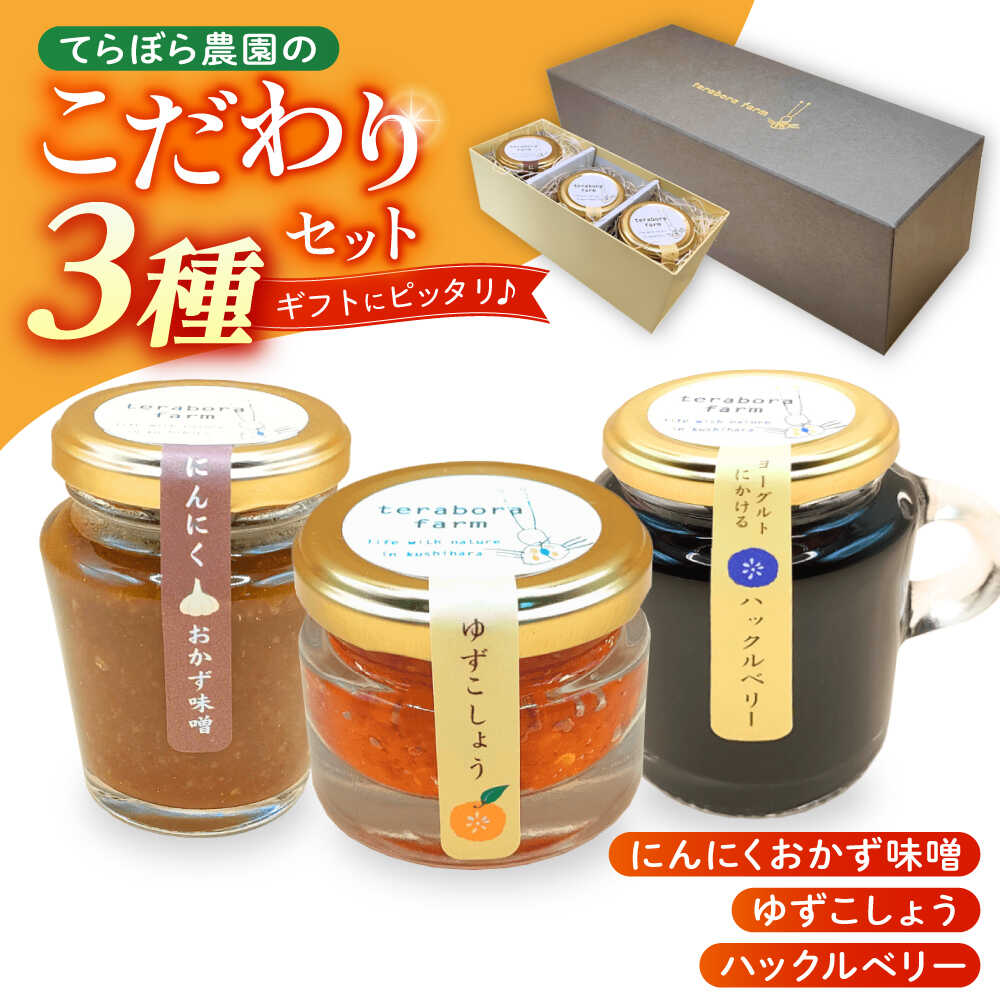 【ふるさと納税】てらぼら農園のこだわり3種セット / ギフト 手作り 調味料 みそ　ジャム　お供　おかず　詰め合わせ　セット　　贈答お取り寄せ/恵那市/てらぼら農園[AUDZ002]