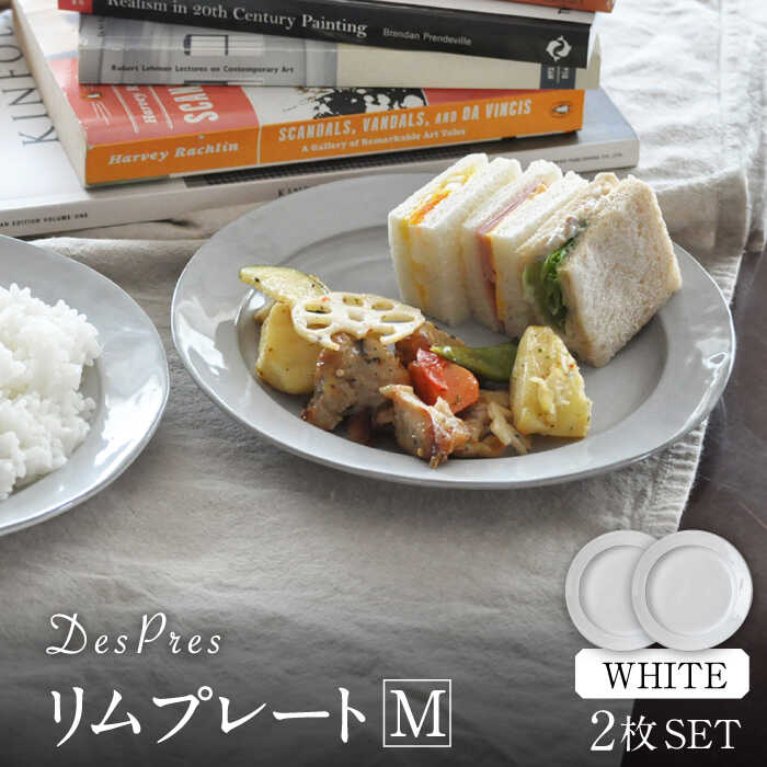 【ふるさと納税】【美濃焼】DesPres-デプレ- リム一皿M WHITE 2枚書き割り【丸新製陶】 [MAM027]
