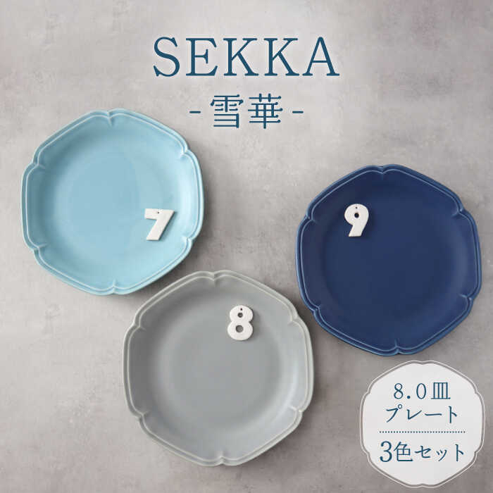 【ふるさと納税】【美濃焼】SEKKA-雪華- 8.0皿 お皿 お皿 3色 書き割り【789事業計画】【一久】食器 お皿   [MAW007]