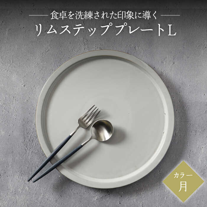 【ふるさと納税】【美濃焼】リムステップ プレート L 月（ホワイト）【789プロジェクト】【一久】食器 大皿 リムプレート [MAW021]｜岐阜県土岐市 11,100円