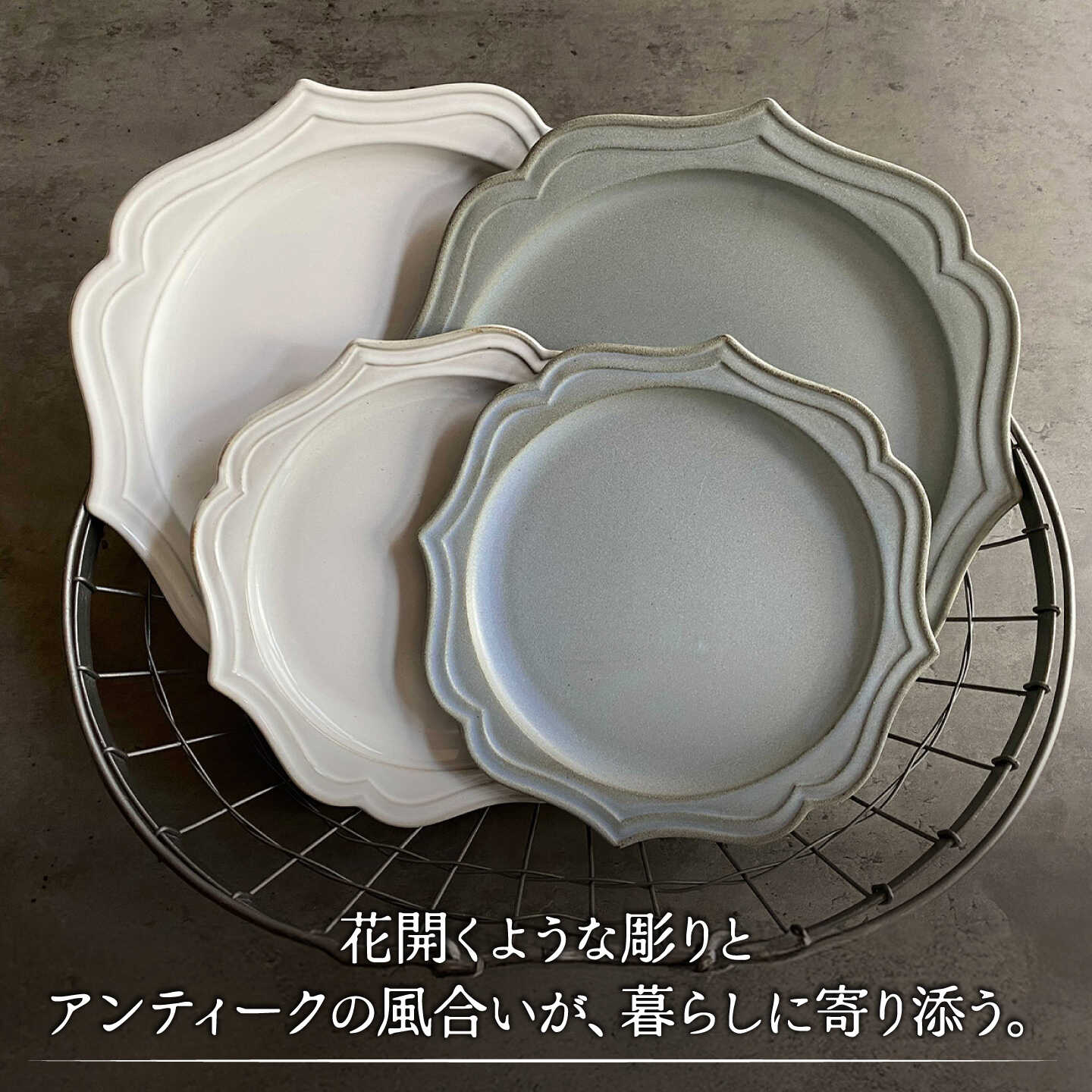【ふるさと納税】高評価4.92 fiorire サークルプレート シャビーシック 4枚セット -フィオリーレ- 【Felice-フェリーチェ-藤田陶器】食器 皿 美濃焼 食器セット おしゃれ カフェ風 アンティーク 洋風 可愛い ギフト [MBX013]