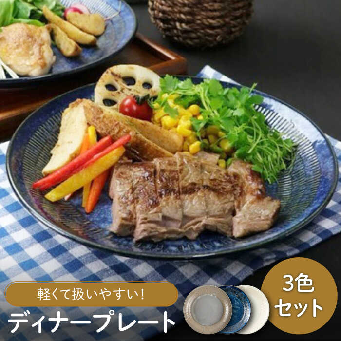 【ふるさと納税】【美濃焼】軽さトチリ 晩さん会お皿 3色書き割り【高陵土う庵】（1054-0194）食器 皿 お皿 [MBY114]