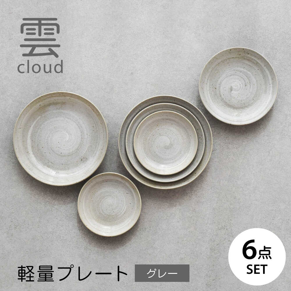 【ふるさと納税】【美濃焼】雲(cloud) 軽さ一皿６点仕掛ける（薄墨色） 【見谷瀬戸もの】 食器 一皿 取り皿 器 役立つこと食器[MCG043]