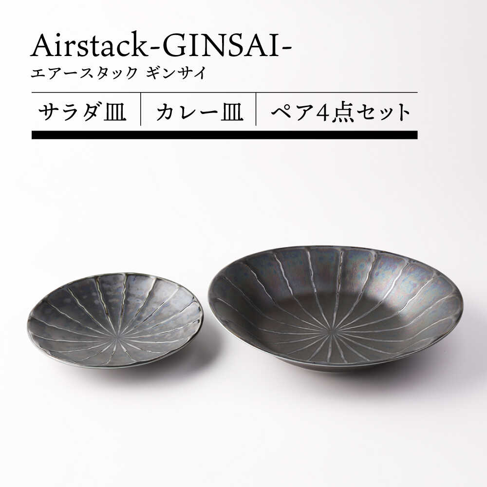 【ふるさと納税】【美濃焼】Airstack-GINSAI- カレー皿 サラダ皿 ペア 4点セット【TOKI MINOYAKI／丸利玉樹利喜蔵商店】食器 皿 焼肉[MEE100]
