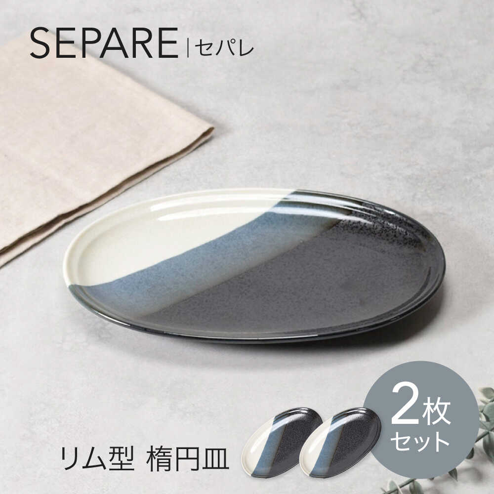 【ふるさと納税】【美濃焼】セパレ リム型 楕円皿 2点セット【カネ定製陶】オーバル プレート 皿[MEI254]