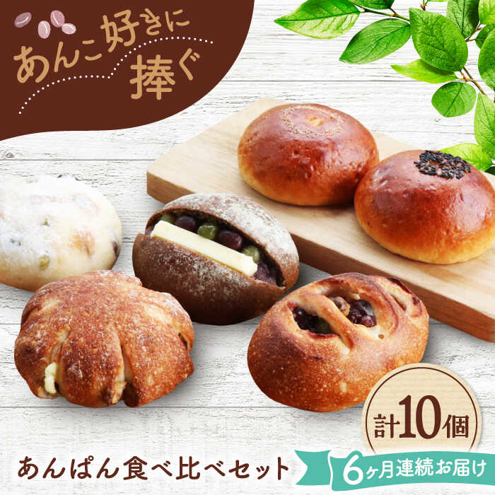 【ふるさと納税】【6回定期便】 あんこ好きの食べ比べ 10個セット 【パンの店 カッタン】 パン あんぱん 大人気店[MEJ011]