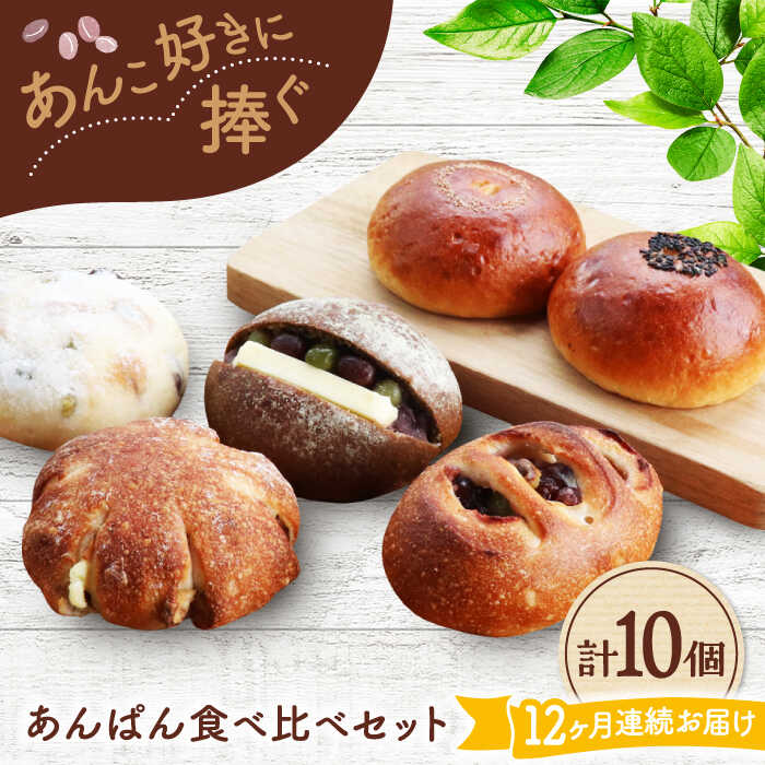 【ふるさと納税】【12回定期便】 あんこ好きの食べ比べ 10個セット 【パンの店 カッタン】 パン あんぱん 大人気店[MEJ012]｜岐阜県土岐市