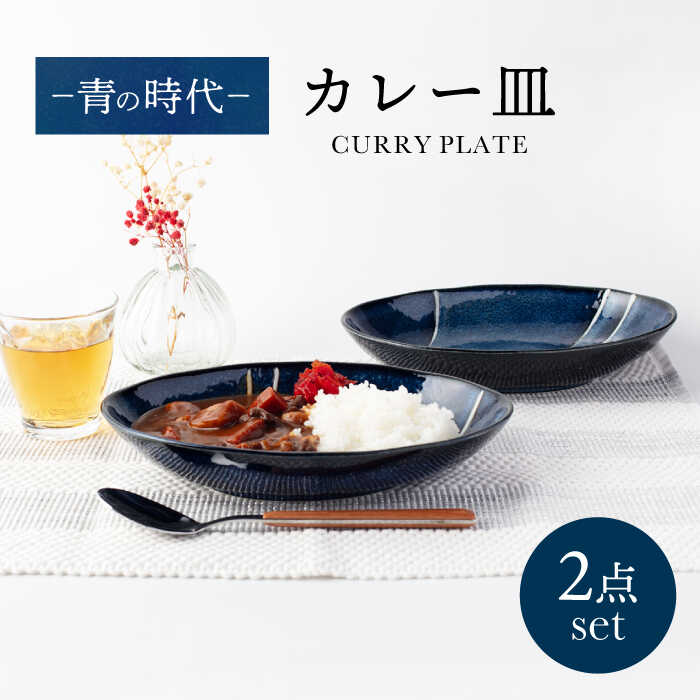 【ふるさと納税】【美濃焼】青の時代 カレー皿 2点 セット【山正各務陶器】535107 器 プレゼント モダン[MFW006]