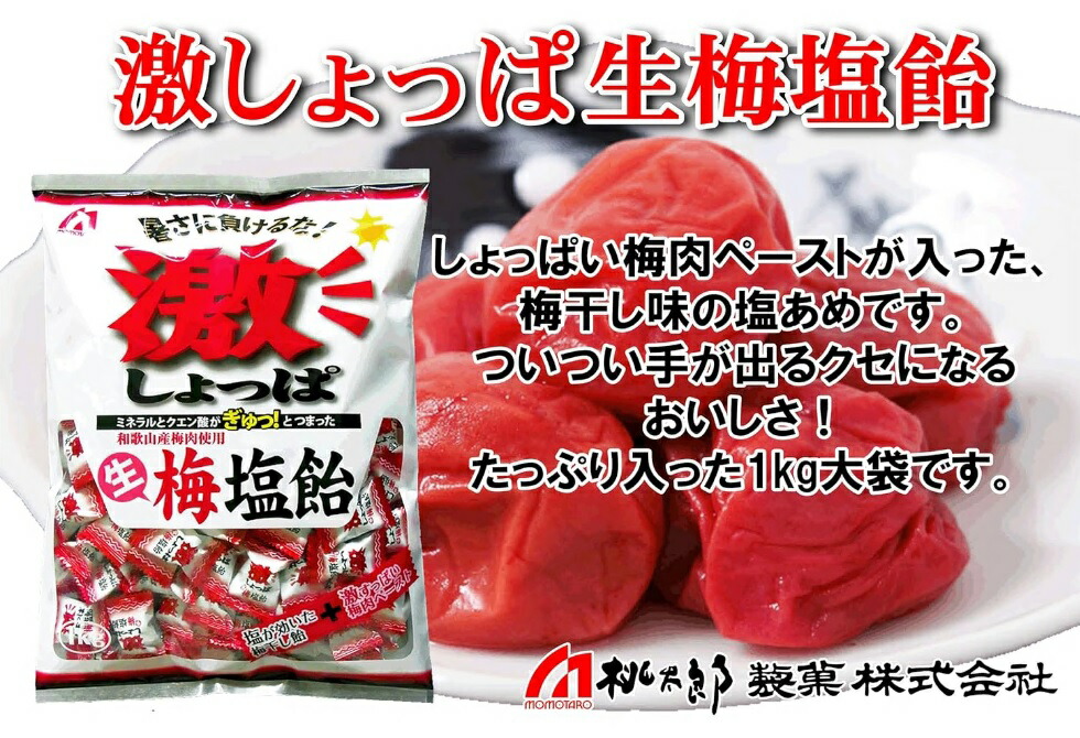 【ふるさと納税】【3月～9月受付限定】桃太郎製菓 激しょっぱ生梅塩飴 1kg×1袋 塩あめ 塩分補給 夏バテ防止 熱中症対策 運動 スポーツ 夏 屋外作業 業務用 大容量 個包装