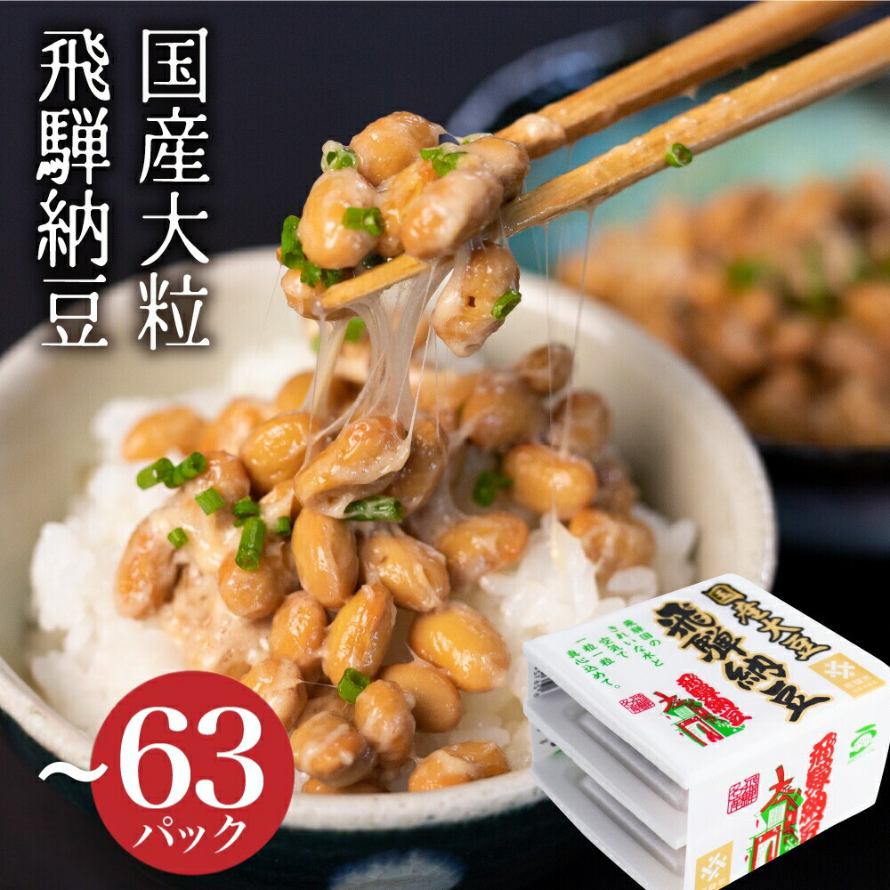 【ふるさと納税】《選べる内容量》飛騨納豆 国産大豆 納豆 大粒 ( 3パック×8 計24個 / 3パック×21 計63個 ) 橋本商店 なっとう ナットウ 高級納豆 大豆 大容量 個包装 老舗 発酵 腸内環境 健康  冷蔵  冷蔵配送 ギフト 朝食  時間指定[Q071] 10000円《hida0307》