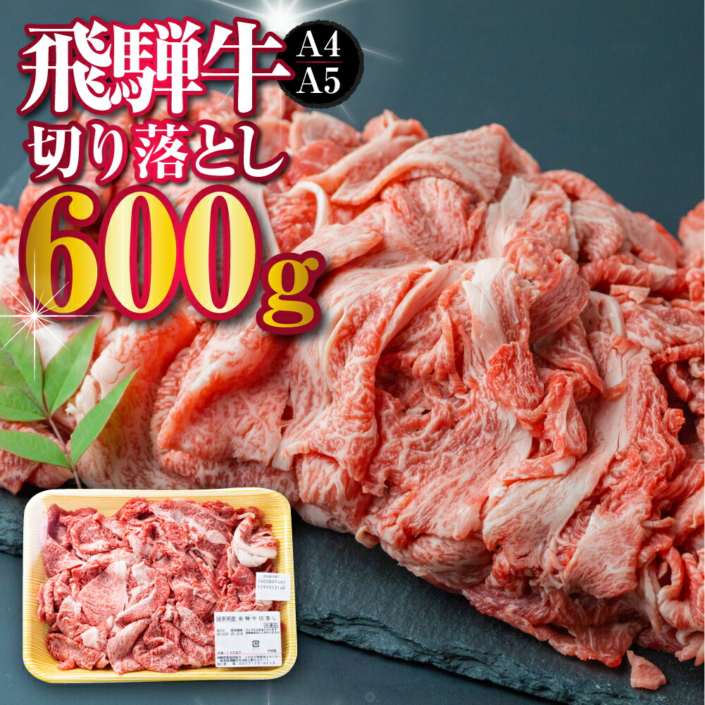 【ふるさと納税】厳選　飛騨牛　切り落とし 切落し A4・A5ランク 600g 牛肉 和牛 肉 訳あり 訳アリ わけあり ワケアリ 不揃い a4 a5 すき焼き 牛肉 牛丼 カレー 飛騨市産[C0061]｜岐阜県飛騨市