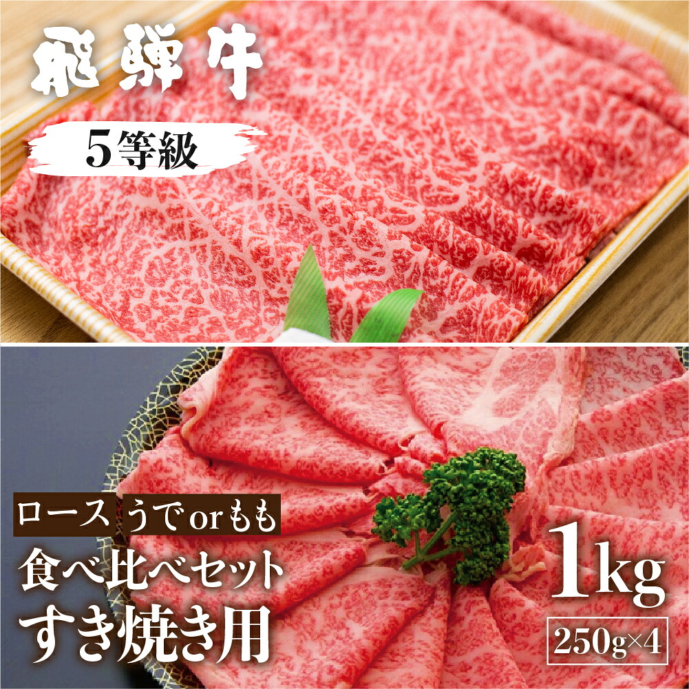 【ふるさと納税】 飛騨牛ロース・うでもも食べ比べセット 計1kg (250g×4)すき焼き用 国産牛 国産 牛肉 肉 厳選 熟成 贈答用 肉の沖村 [Q1089] 飛騨市