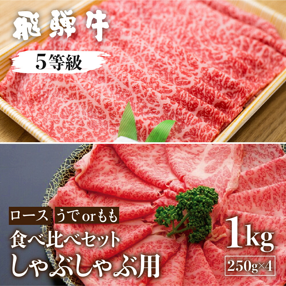 【ふるさと納税】 飛騨牛ロース・うでもも食べ比べセット　計1kg(250g&times;4) しゃぶしゃぶ用 国産牛 国産 牛肉 肉 厳選 熟成 贈答用 肉の沖村 [Q1091]｜岐阜県飛騨市