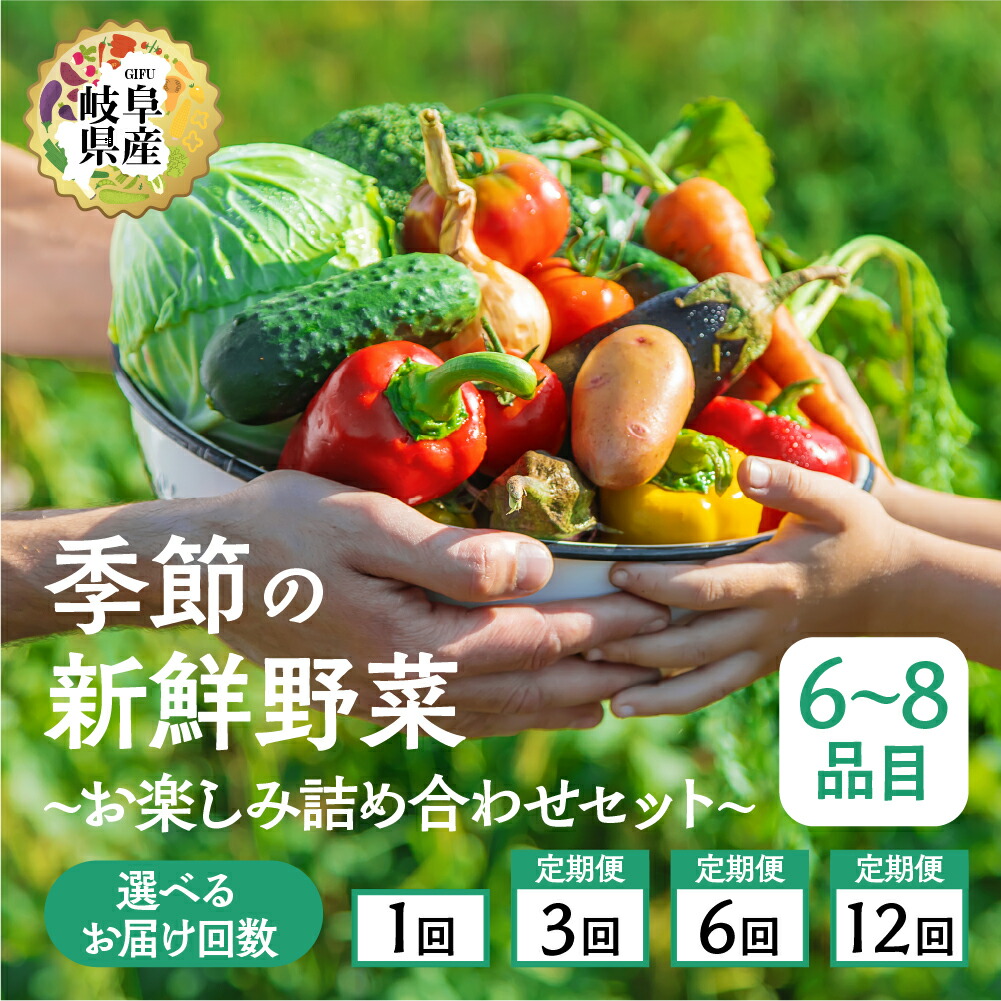 【ふるさと納税】季節の野菜セットA 6～8品目 選べる お届け回数 1回 3回 6回 12回 お届け 定期便 3か月 6か月 12ヶ月 品目おまかせ BBQ 春 夏 秋 冬 野菜 料理 自宅用 岐阜県産 本巣市 新鮮 やさい 数量限定 冷蔵 道の駅 織部の里  [mt1587] 8000円