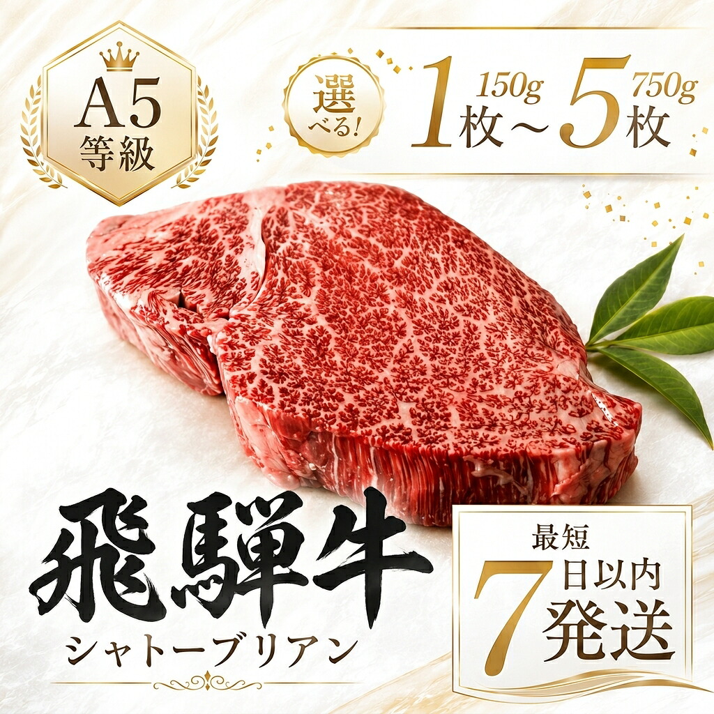【ふるさと納税】期間限定 家計応援 飛騨牛 シャトーブリアンステーキ 1枚～5枚 | A5等級 牛肉 肉 和牛 国産牛 牛肉 肉 ステーキ ヒレ 1枚 2枚 3枚 4枚 5枚 冷凍 岐阜 日時指定 本巣市 トキノ屋 食品 [mt422] 20000円 40000円 60000円 80000円 100000円 発送時期が選べる｜岐阜県本巣市