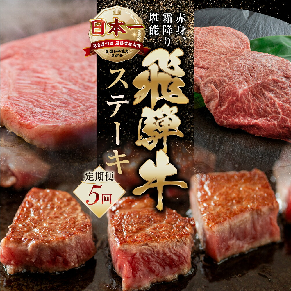 【ふるさと納税】【定期便】A5 飛騨牛 ステーキ定期便 5回 5ヶ月 赤身ステーキ サイコロステーキ サーロインステーキ 赤身 霜降り お楽しみ トキノ屋食品 本巣市 定期便 肉 お楽しみ 定期便 牛肉 [mt1833] 100000円 10万円｜岐阜県本巣市