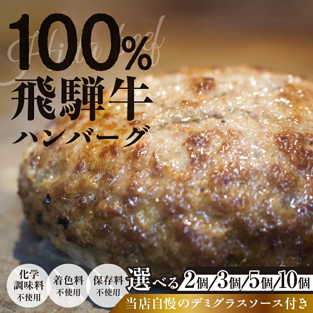 【ふるさと納税】訳あり 飛騨牛100％無添加ハンバーグ 2個・3個・5個・10個 生ハンバーグ 焼くだけ 簡単調理 牛 100% デミグラスソース付 冷凍/ 食品 惣菜 洋風惣菜 ハンバーグ 10000円 1万円 ～