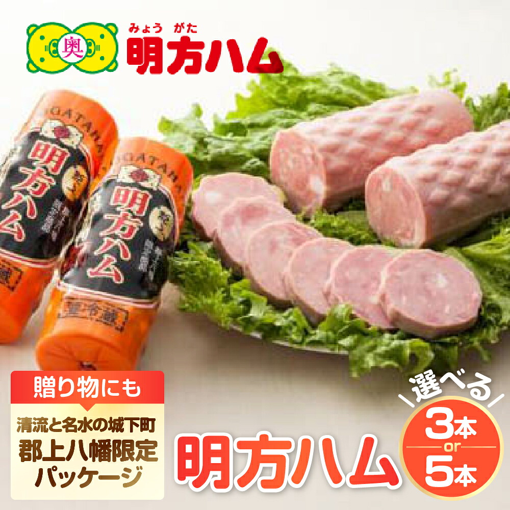 【ふるさと納税】明方ハム郡上八幡限定バージョン 3本・5本 / 食品 肉加工品 加工品 セット 詰め合わせ 冷蔵 ステーキ 岐阜県 手土産 お弁当 お中元 BBQ おかず おやつ ブランド 人気 おすすめ ふるさと 明宝|岐阜県郡上市