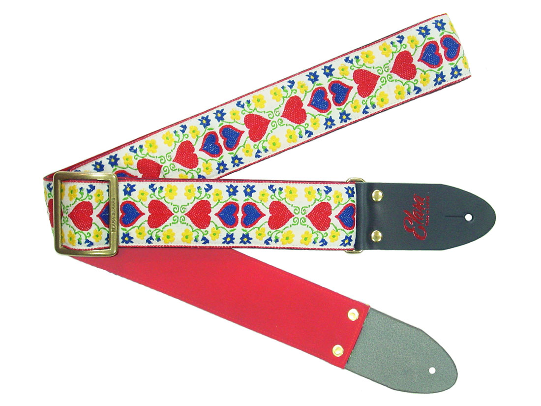 【ふるさと納税】【ギターストラップ】 Elara Straps Pretty Heart Rouge 郡上市 レザー 真鍮バックル ウルトラスエード プロ仕様 エレキ アコギ ベース Ksound 小林楽器店｜岐阜県郡上市