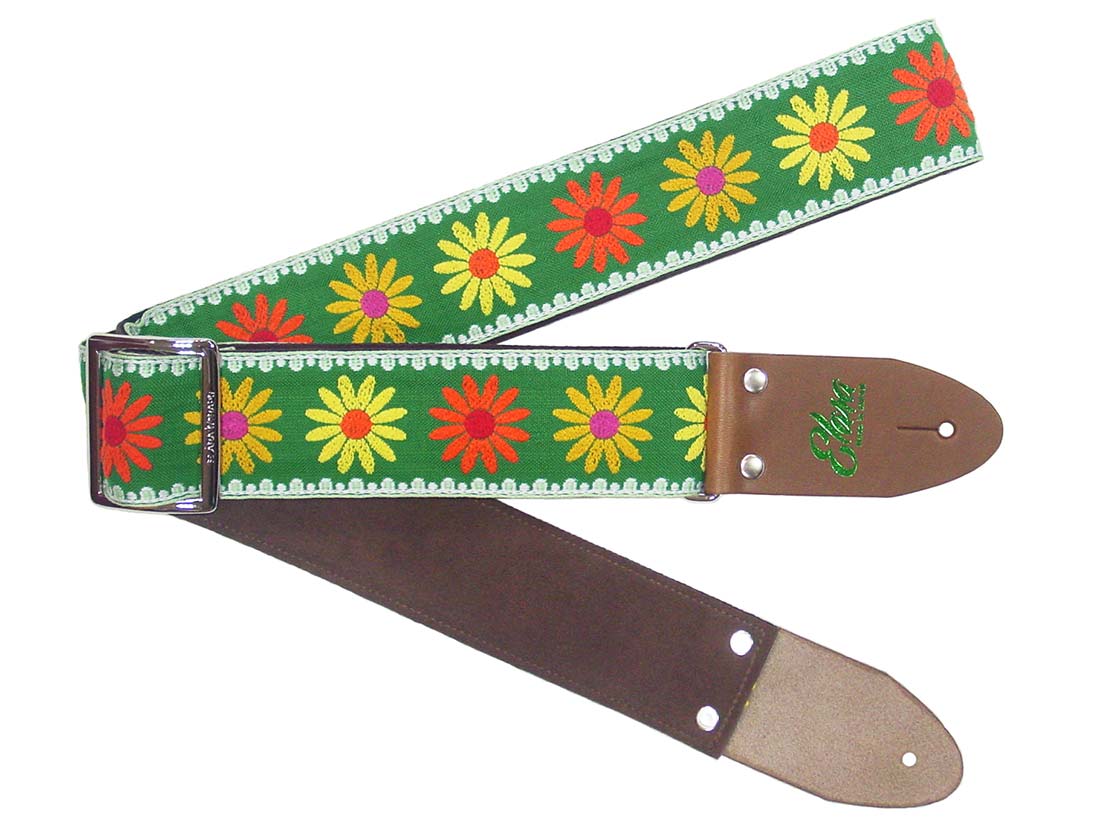 【ふるさと納税】【ギターストラップ】Elara Straps Happy Daisy Forest 郡上市 レザー 真鍮バックル ウルトラスエード プロ仕様 エレキ アコギ ベース Ksound 小林楽器店|岐阜県郡上市