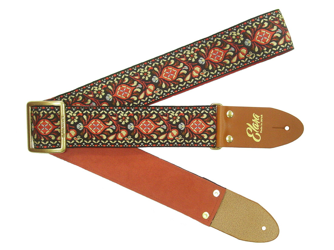 【ふるさと納税】【ギターストラップ】Elara Straps Peacock Queue Majolica OR 郡上市 レザー 真鍮バックル ウルトラスエード プロ仕様 エレキ アコギ ベース Ksound 小林楽器店|岐阜県郡上市