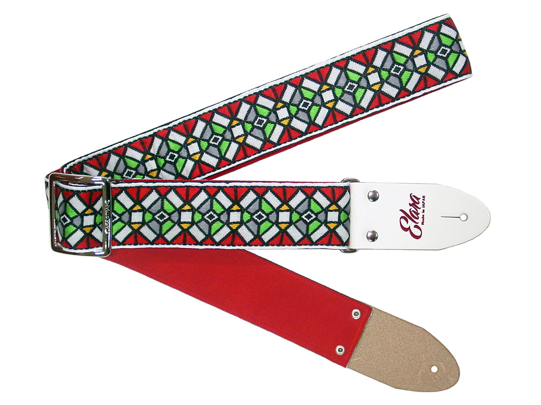 【ふるさと納税】【ギターストラップ】Elara Straps Stained Glass Red(White) 郡上市 レザー 真鍮バックル ウルトラスエード プロ仕様 エレキ アコギ ベース Ksound 小林楽器店