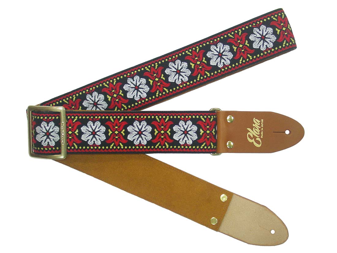 【ふるさと納税】【ギターストラップ】Elara Straps Morning Glory Red 郡上市 レザー 真鍮バックル ウルトラスエード プロ仕様 エレキ アコギ ベース Ksound 小林楽器店