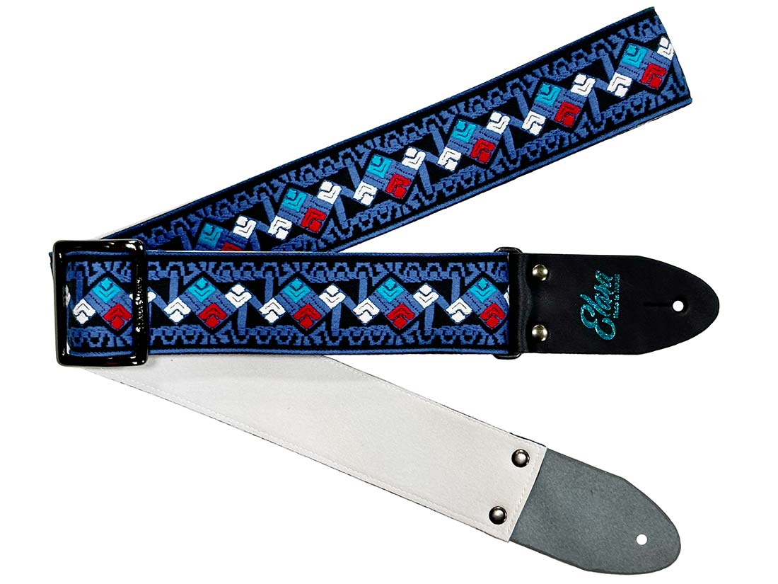 【ふるさと納税】【ギターストラップ】Elara Straps Maze Dice Regatta Blue 郡上市 レザー 真鍮バックル ウルトラスエード プロ仕様 エレキ アコギ ベース Ksound 小林楽器店｜岐阜県郡上市 39,000円