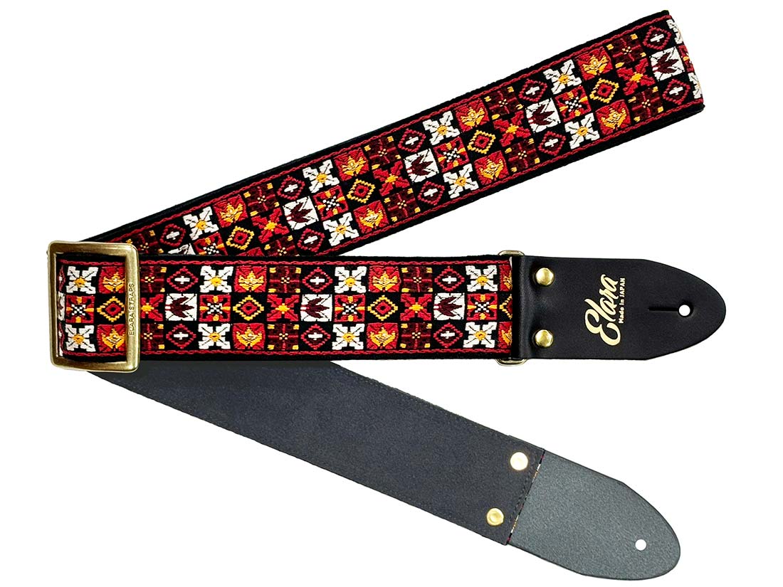 【ふるさと納税】【ギターストラップ】Elara Straps Knoxville Chili Red 郡上市 レザー 真鍮バックル ウルトラスエード プロ仕様 エレキ アコギ ベース Ksound 小林楽器店｜岐阜県郡上市