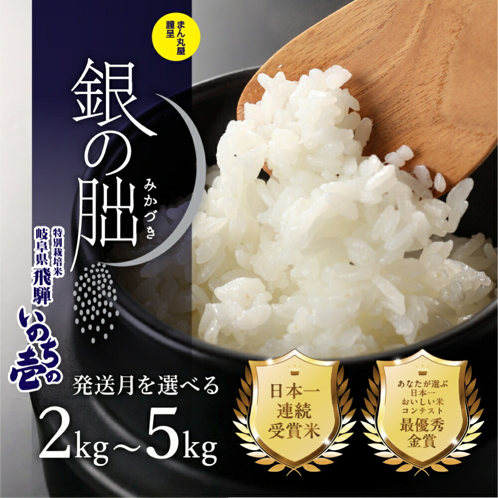【ふるさと納税】銀の朏 選べる 2kg ～ 5kg 皇室献上米 【2025年産米】 化学肥料不使用 いのちの壱 精米 お米 令和7年産 5キロ 銀のみかづき ぎんのみかづき 米 精米 白米 こめ コメ 米 下呂市 農家直送 送料無料 白米