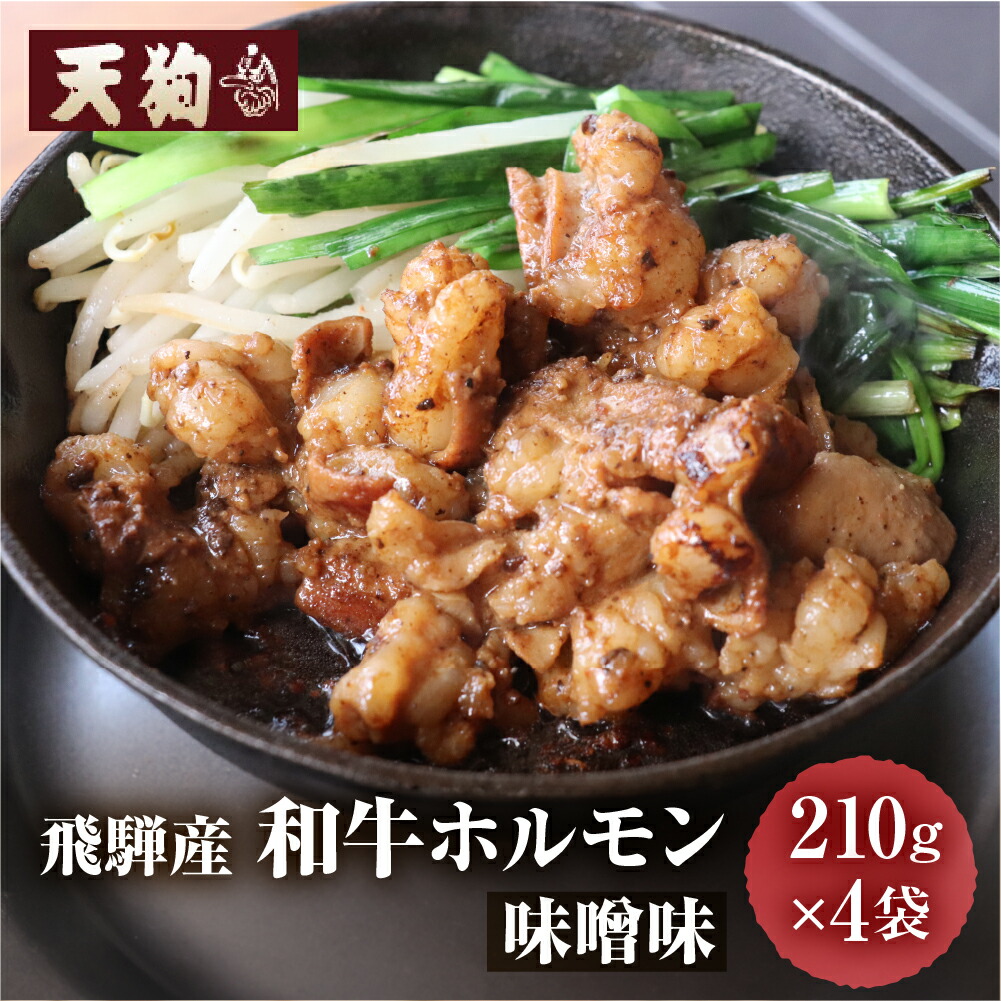 【ふるさと納税】 飛騨産和牛ホルモン 味噌味 210g×4袋 【冷凍】牛肉 牛ホルモン みそ味 天狗 ほるもん 牛ホル 牛 天狗 焼くだけ 簡単 ギフト BBQ アウトドア 味付き 11000円 1万円 岐阜県 下呂市|岐阜県下呂市