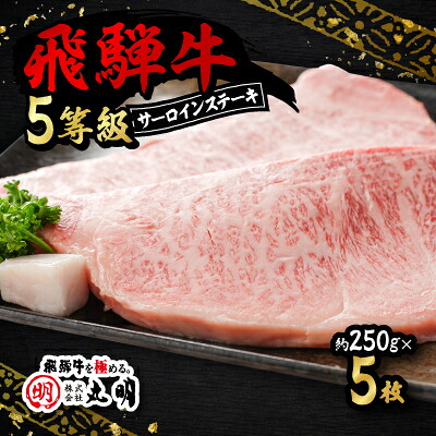【ふるさと納税】飛騨牛5等級　サーロインステーキ　約250g&times;5枚【配送不可地域：離島・北海道・沖縄県】【1043511】｜岐阜県養老町
