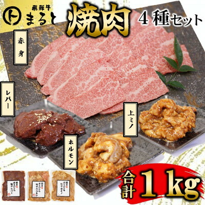 【ふるさと納税】【飛騨牛】焼肉4種セットB-4 赤身焼肉&味付けセット 合計1kg【配送不可地域:離島】【1616698】|岐阜県養老町