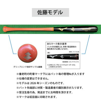 【ふるさと納税】ミズノ労働者階級【佐藤輝明ひな形】硬式メイプル木製野球バット【1675519】