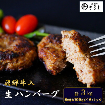 【ふるさと納税】飛騨牛入特製生ハンバーグ 100g×30個【配送不可地域:離島】【1721802】|岐阜県養老町