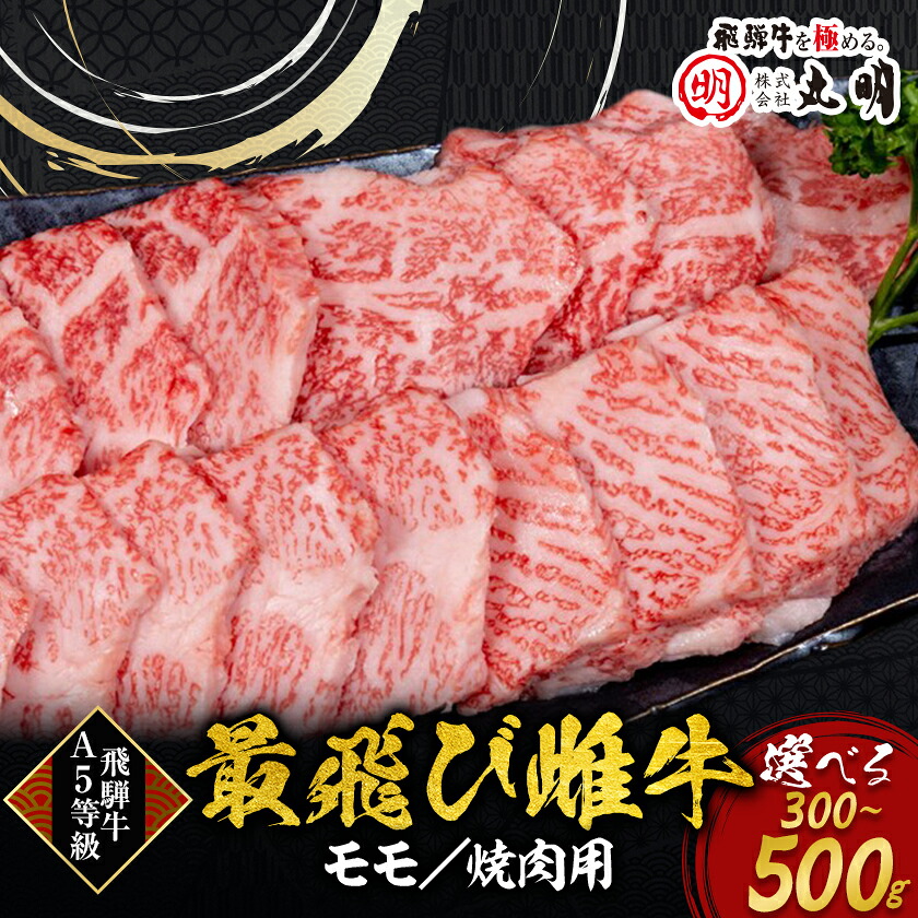 【ふるさと納税】【最飛び雌牛】飛騨牛A5等級モモ焼き肉用　300g/400g/500g_ 肉 お肉 ブランド牛 和牛 飛騨牛 雌牛 A5 A5等級 牛モモ肉 やきにく 焼肉 焼肉用 牛脂付 岐阜県 養老町 冷凍 送料無料 【配送不可地域：離島】【G1520154】｜岐阜県養老町